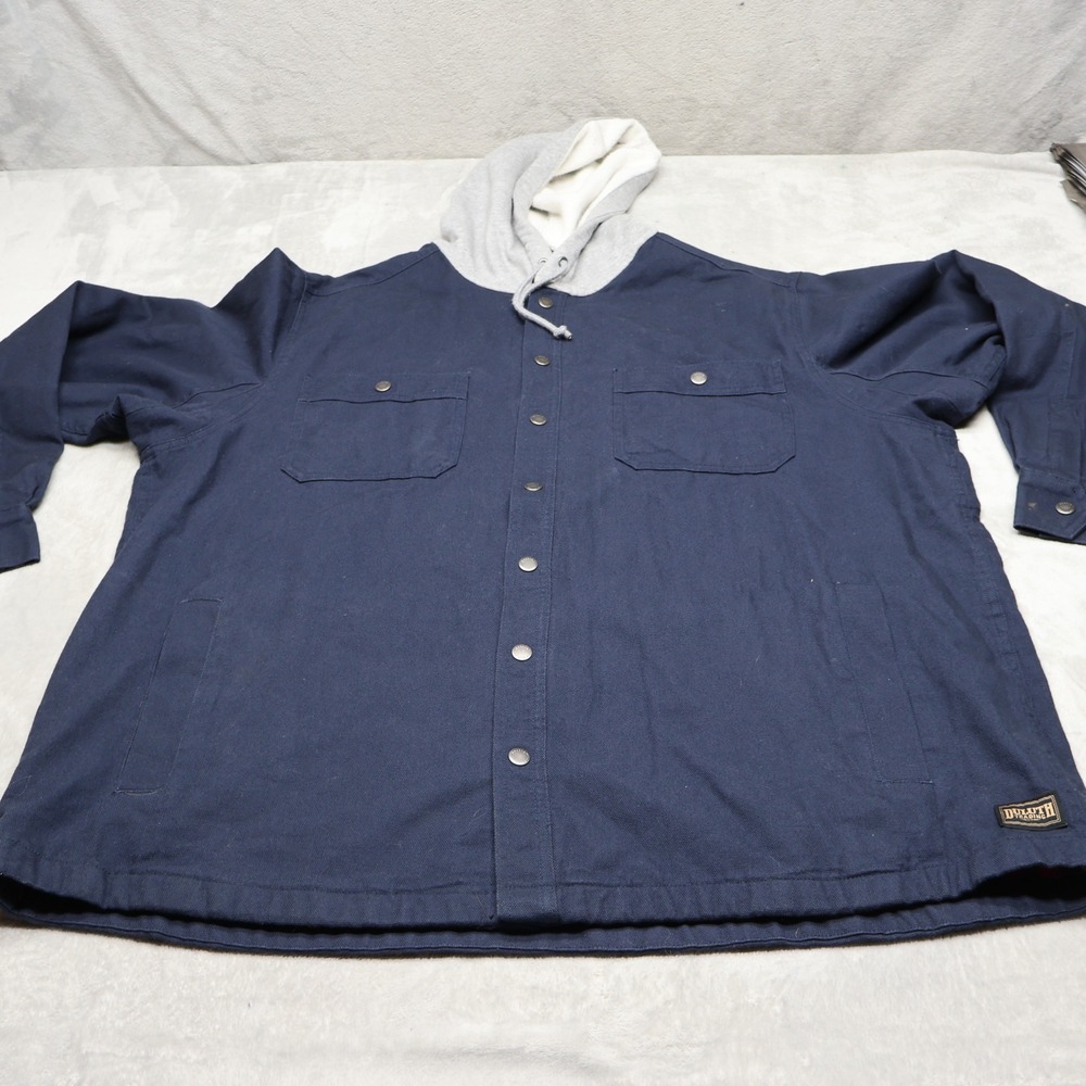 Duluth Trading Jacket Mens 2XL Blue Canvas Fire Hose Flannel Lined Utility Work